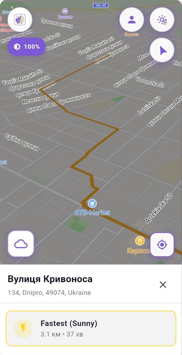Climado App UI - Real-time Shadow Routing